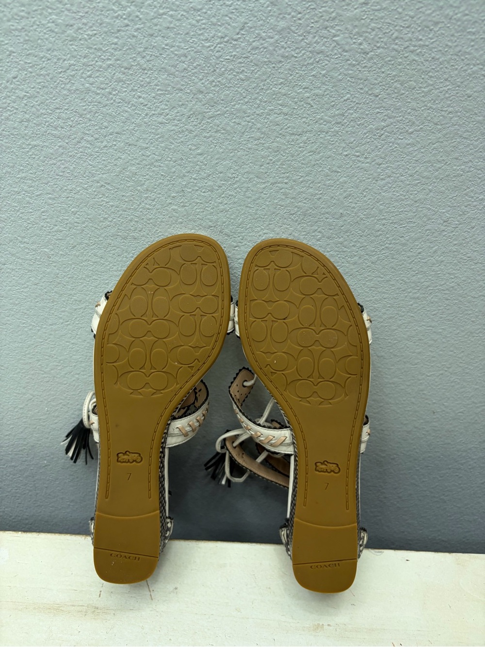 Coach Demi Wedge Leather Sandals Size 7 - Picture 7 of 8